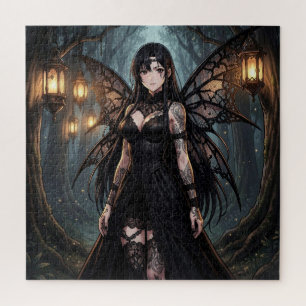 Gothic Anime Fee-Mädchen im verzauberten Wald