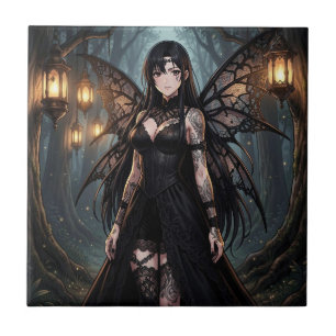 Gothic Anime Feen Mädchen im verzauberten Wald Fliese