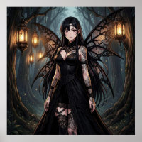 Gothic Anime Feen Mädchen im verzauberten Wald