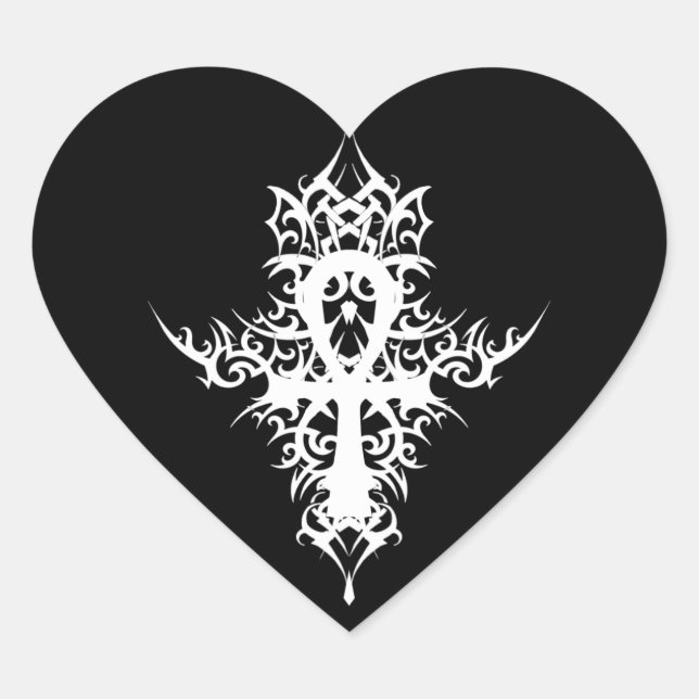 Gothic Ankh Herz-Aufkleber (Vorderseite)