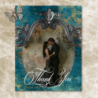Gothic Antique Aquamarin Gold Damask Foto Hochzeit