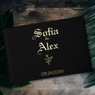 Gothic-Aquarell-Rosen schwarze Hochzeit Gästebuch