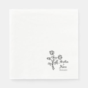 Gothic Aquarell-Rosen schwarze Hochzeit Serviette