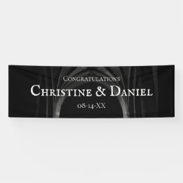 Gothic Arch Elegante Hochzeit Dunkelschwarz & Weiß Banner