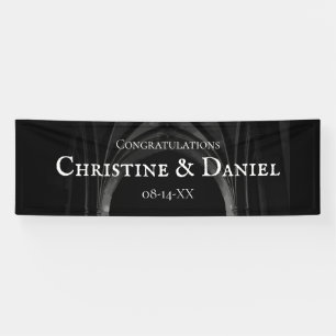 Gothic Arch Elegante Hochzeit Dunkelschwarz & Weiß Banner