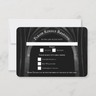 Gothic Arch Elegante Hochzeit Dunkelschwarz & Weiß Einladung