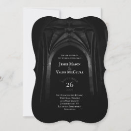 Gothic Arch Elegante Hochzeit Dunkelschwarz & Weiß Einladung