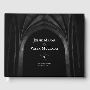 Gothic Arch Elegante Hochzeit Dunkelschwarz & Weiß Gästebuch