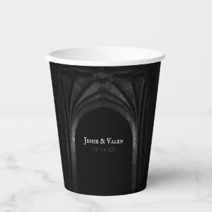 Gothic Arch Elegante Hochzeit Dunkelschwarz & Weiß Pappbecher