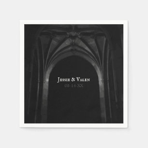 Gothic Arch Elegante Hochzeit Dunkelschwarz & Weiß Serviette