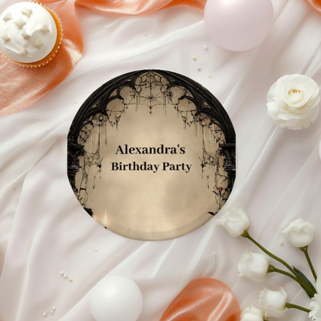 Gothic Arch Schwarze Rose Geburtstag Pappteller (Von Creator hochgeladen)
