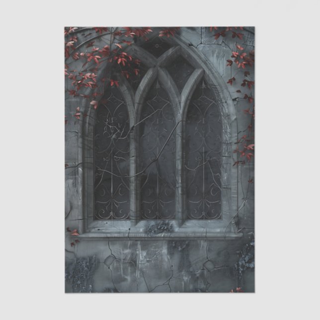 Gothic Arched Window trailing ivy Decoupage Seidenpapier (Vorderseite)
