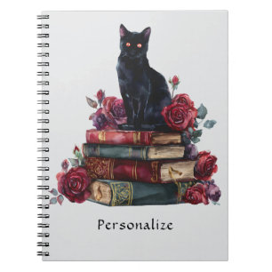 Gothic Art Black Cat Antique Bücher Crimson Rose