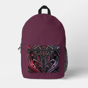 Gothic Art Burgundy Backpack Bedruckter Rucksack