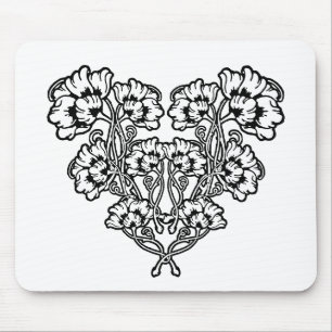 Gothic Art Nouveau Blumenherz Mousepad