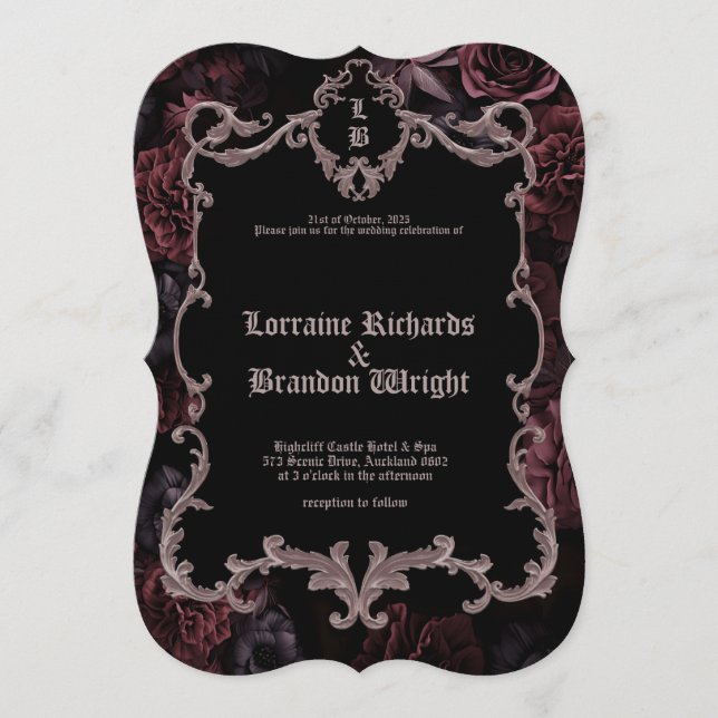 Gothic Aurelian Nightfall Wedding Invitation (Devant)