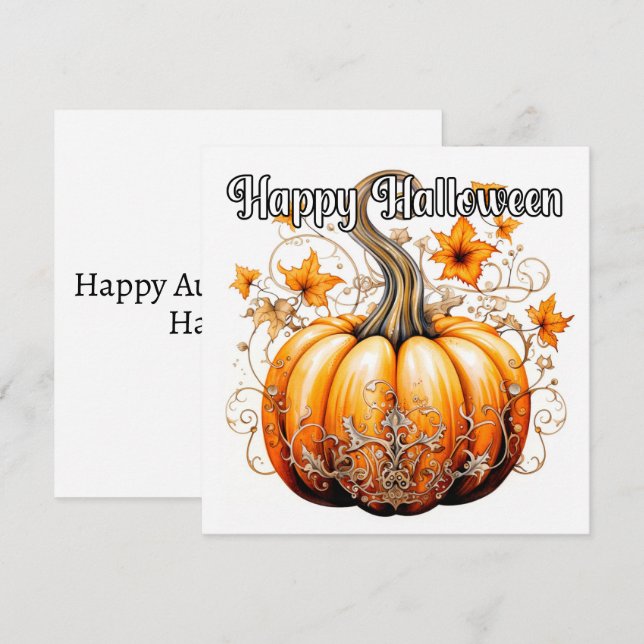 Gothic Autumn Harvest Halloween Pumpkin Karte (Vorne/Hinten)