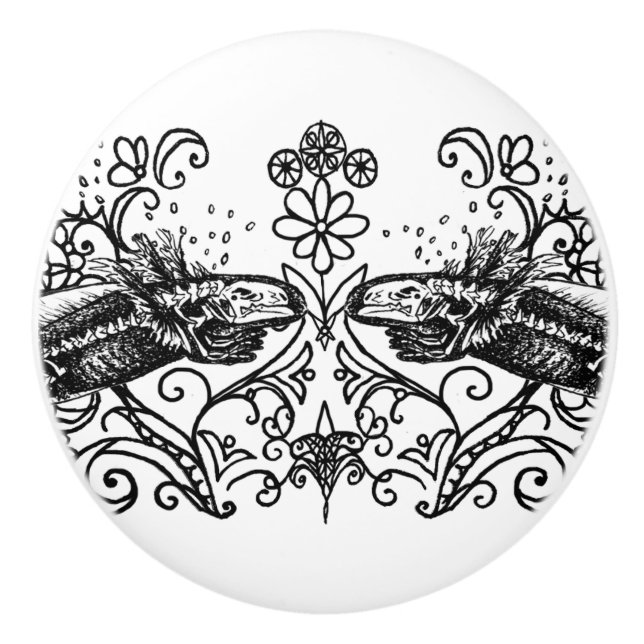 Gothic Axolotl Anatomy Ceramic Knob  Keramikknauf (Vorderseite)