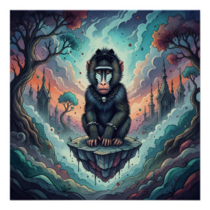 Gothic Baboon Dreamscape Poster