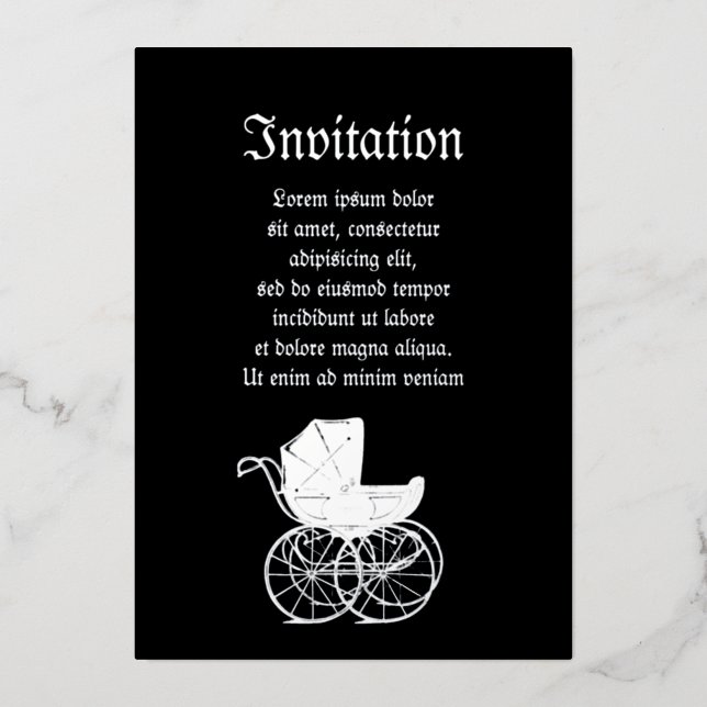 Gothic Baby Carriage Folieneinladung (Vorderseite)