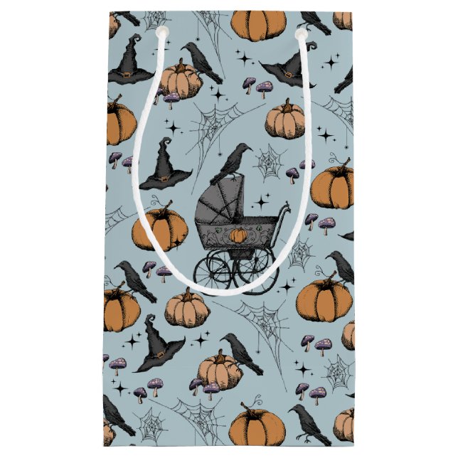 Gothic Baby Carriage Halloween Blue Kleine Geschenktüte (Vorderseite)