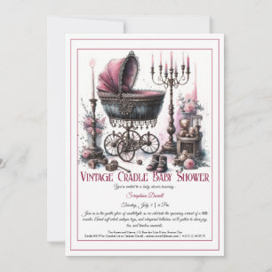 Gothic-Baby-Shower-Einladung – Vintage Wiege Einladung