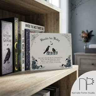 Gothic-Baby-Shower-Einladungskarte mit Rabe und Bu Begleitkarte