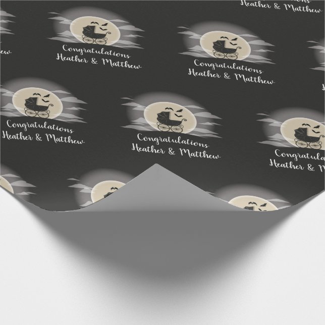 Gothic Baby Shower Halloween Carriage Geschenkpapier (Ecke)