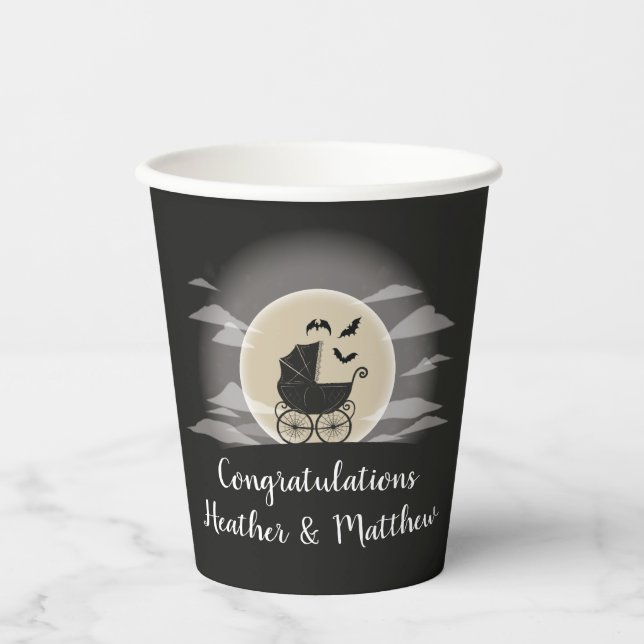 Gothic Baby Shower Halloween Carriage Pappbecher (Vorderseite)