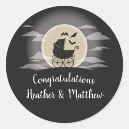 Gothic Baby Shower Halloween Carriage Runder Aufkleber