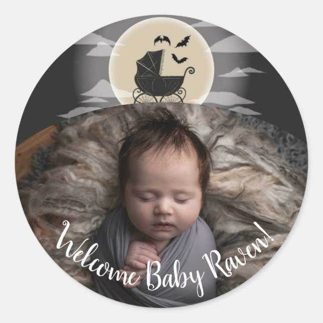 Gothic Baby Shower Halloween Carriage Runder Aufkleber (Vorderseite)