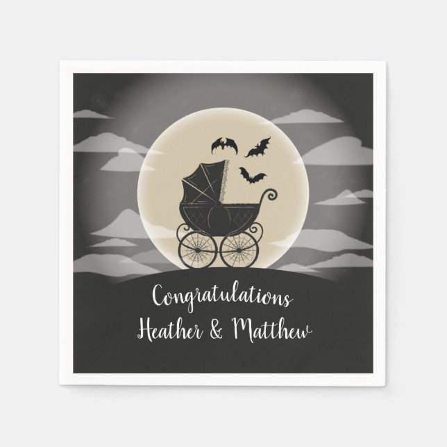 Gothic Baby Shower Halloween Carriage Serviette (Vorderseite)