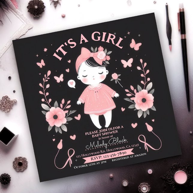 Gothic Baby Shower Invitation Baby Girl (Von Creator hochgeladen)