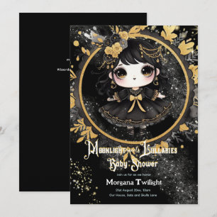 Gothic Baby Shower Niedlich Girl Moonlight Lullabi Einladung