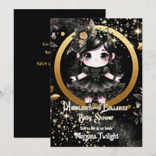 Gothic Baby Shower Niedlich Girl Moonlight Lullabi Einladung