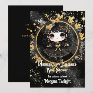 Gothic Baby Shower Niedlich Girl Moonlight Lullabi Einladung