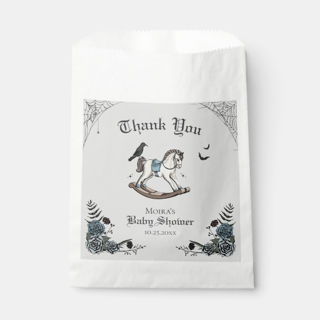 Gothic Baby Shower Rocking Horse Soft Gray Geschenktütchen (Vorderseite)