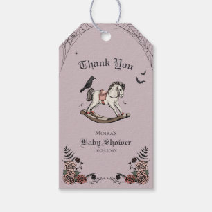 Gothic Baby Shower Rocking Pferd Vielen Dank Geschenkanhänger