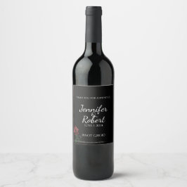 Gothic Barbed Wire and Rose Wedding Wine Label Weinetikett