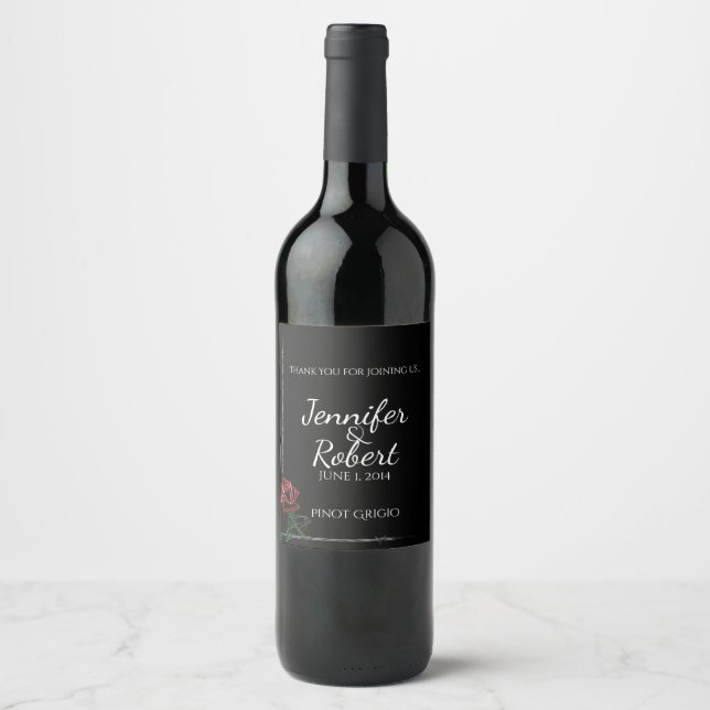 Gothic Barbed Wire and Rose Wedding Wine Label Weinetikett (Vorderseite)