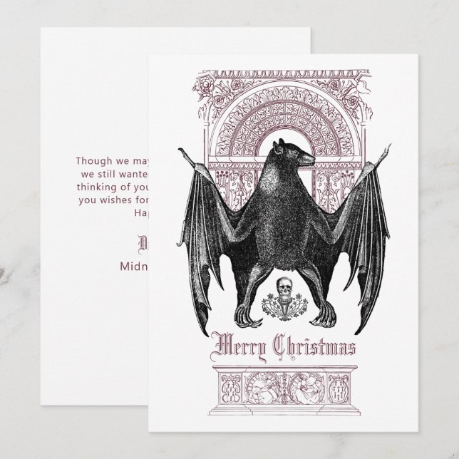 Gothic Bat Frohe Weihnachtskarte Feiertagskarte (Vorne/Hinten)