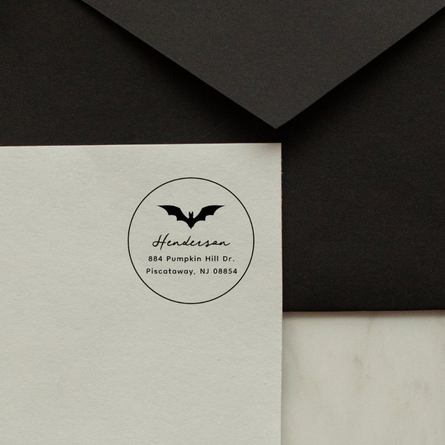 Gothic Bat Halloween Custom Rücksendeadresse Gummistempel (Von Creator hochgeladen)