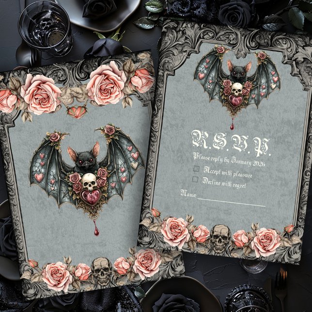 Gothic Bat RSVP Card Einladung (Von Creator hochgeladen)