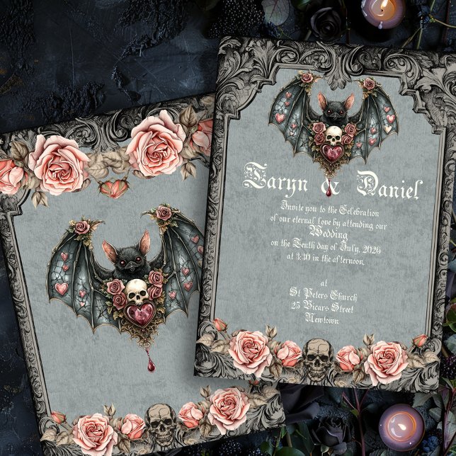 Gothic Bat Wedding Einladung (Von Creator hochgeladen)