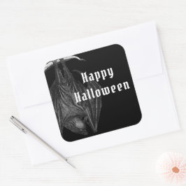 Gothic Bats Happy Halloween Quadratischer Aufkleber