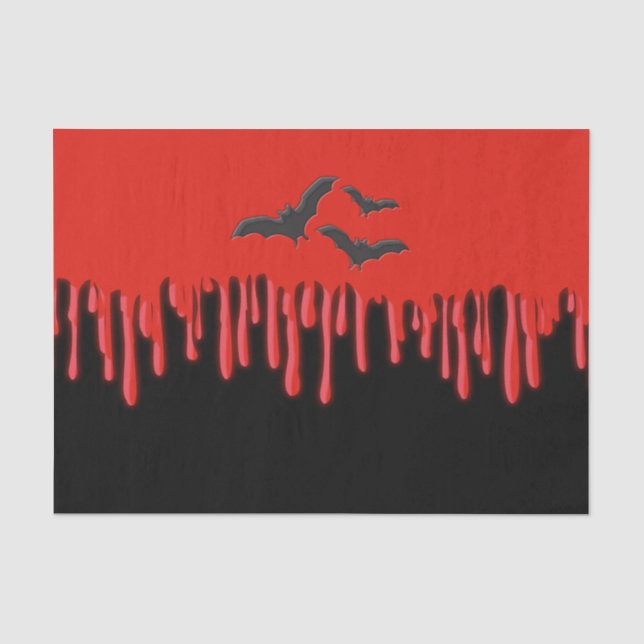 Gothic Bats & Red Dripping Blood Halloween-Party Seidenpapier (Vorderseite)