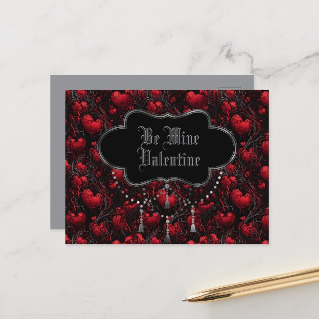 Gothic Be Minel Valentinstag  Postkarte (Vorderseite/Rückseite Beispiel)