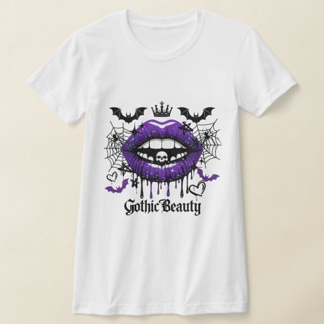 Gothic Beauty Purple Dripping Lips T-Shirt (Ablage )