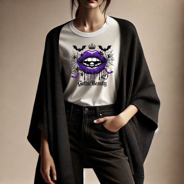 Gothic Beauty Purple Dripping Lips T-Shirt (Von Creator hochgeladen)