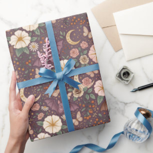 Gothic bezaubernde fliegende Fledermäuse Mond Blum Geschenkpapier